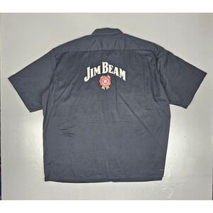Vintage Dickies Jim Beam Whiskey Button Up Shirt Mens 3XL Black Drink Smart